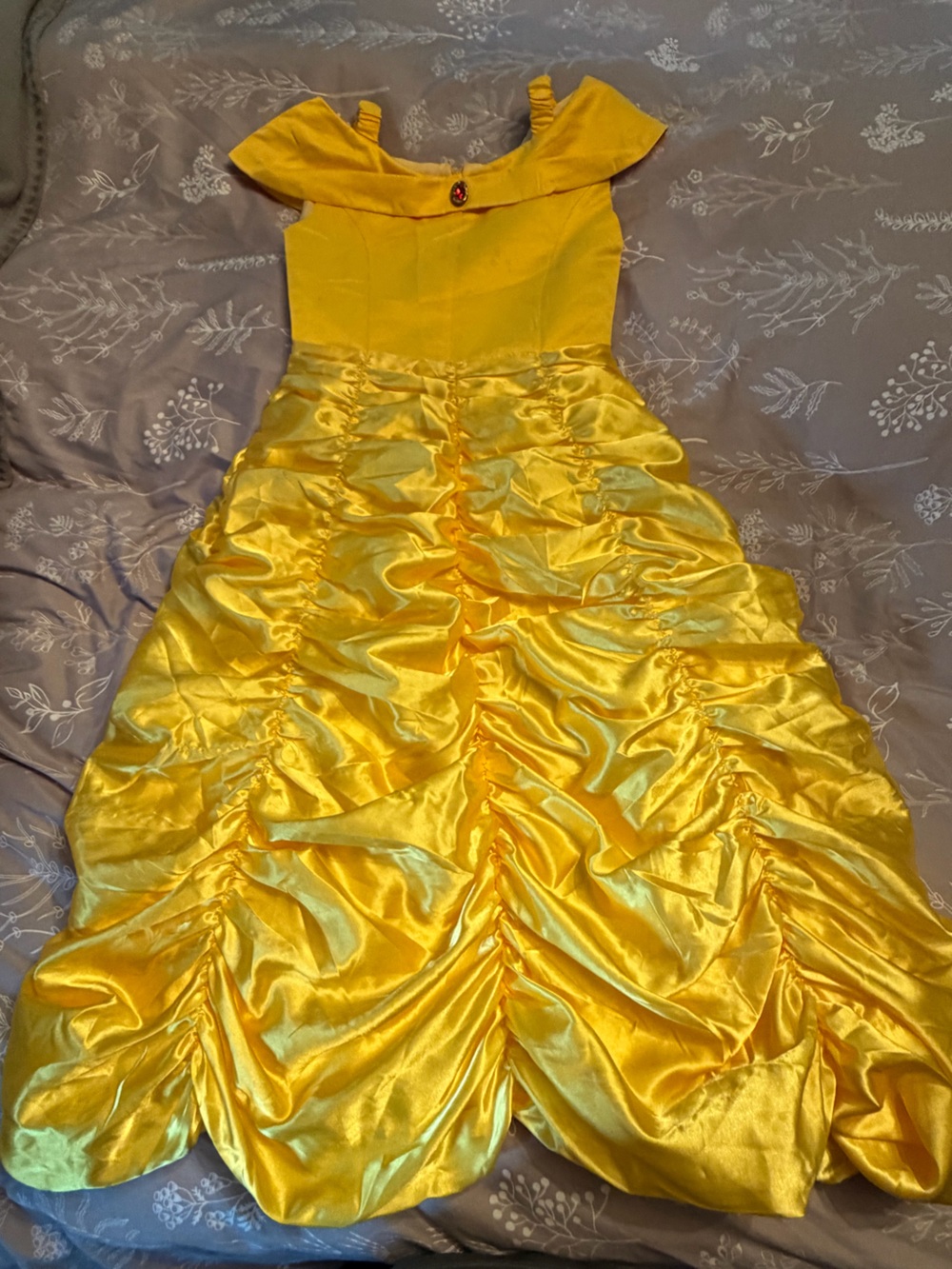 Girls' Yellow Satin Ruffled Dress